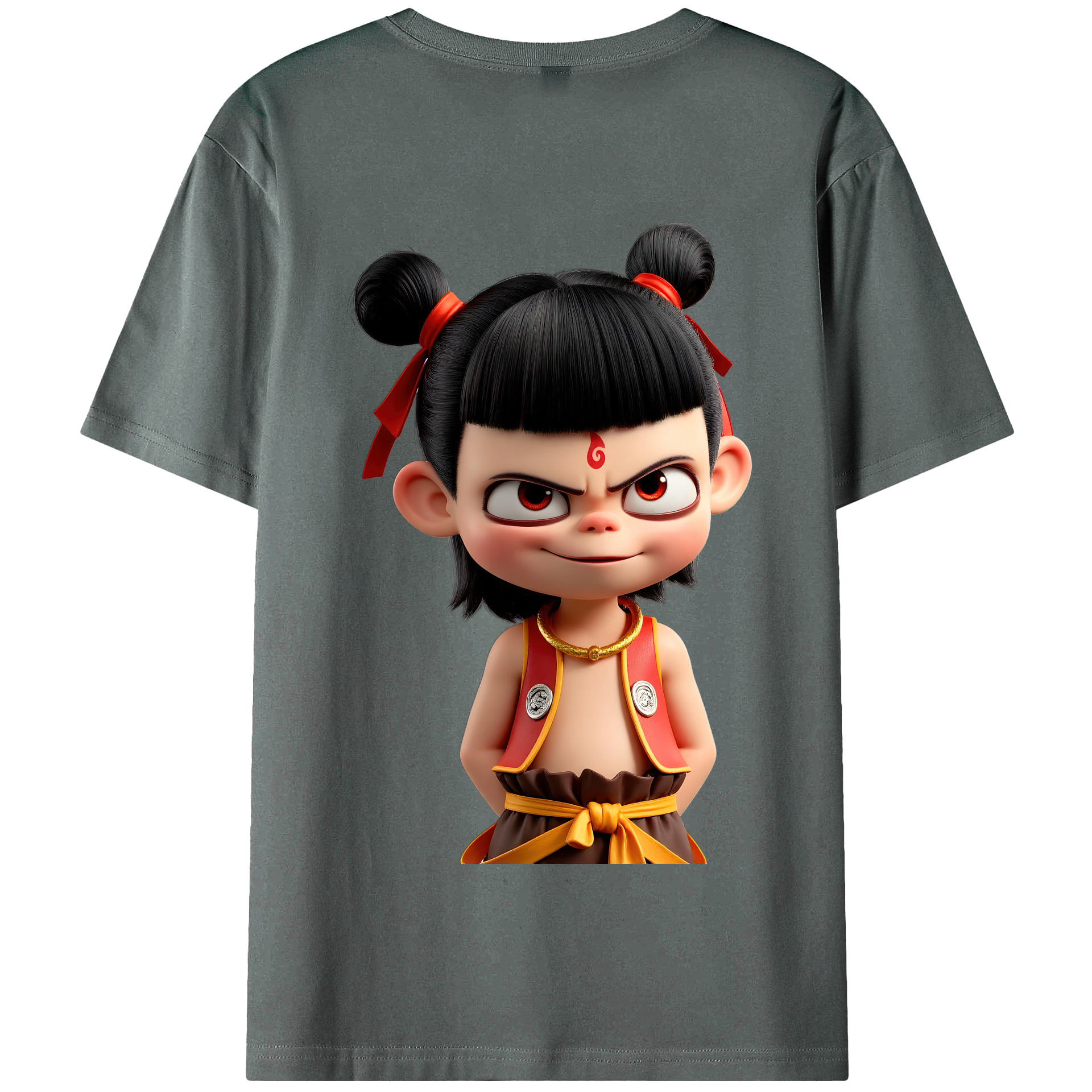 （画像用） Ne Zha 2 ナタ 魔童の大暴れ 綿100％半袖Tシャツ（背面プリント）
